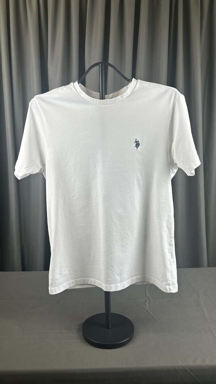 U.S. Polo Assn. Crew Neck T-Shirt Size S White Cotton Embroidered Logo